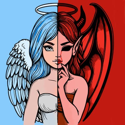 realistic angel half demon