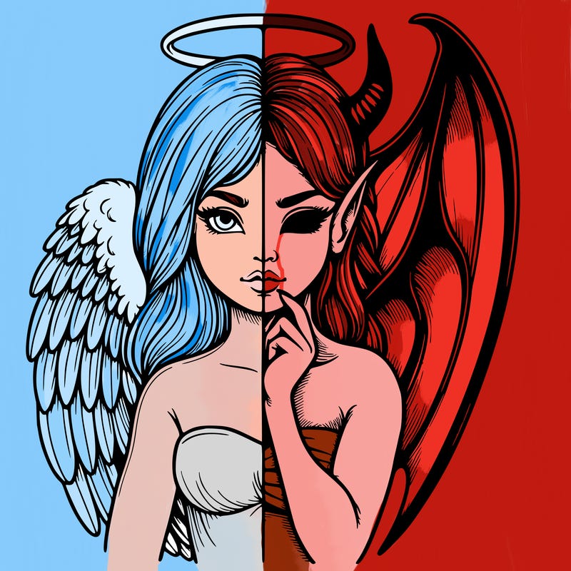 realistic angel half demon