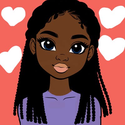 a realistic black girl with braids