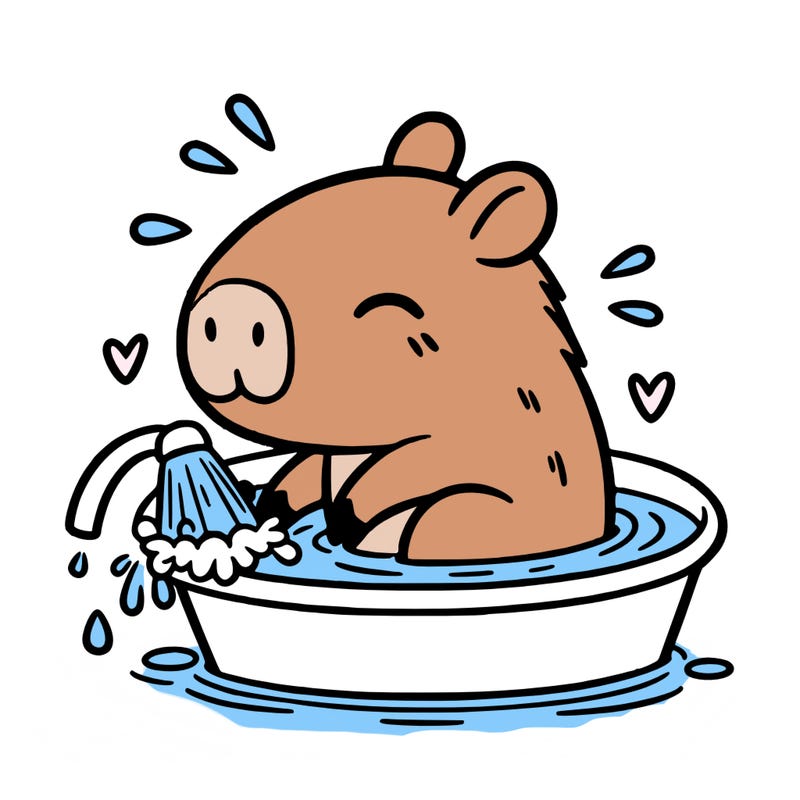 capybara taking a bath