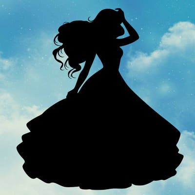 realistic woman with dress flowing in the wind