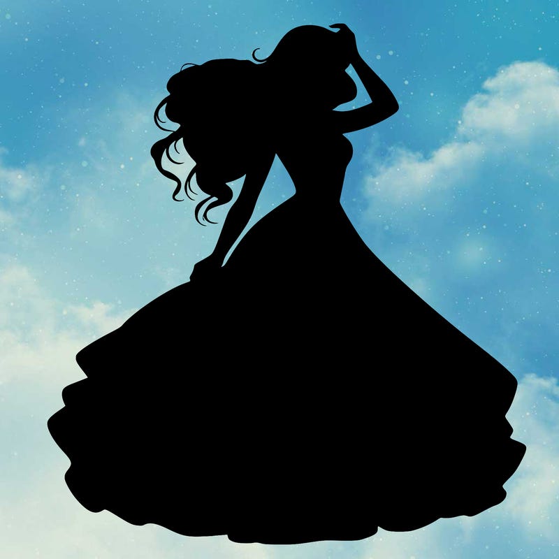 realistic woman with dress flowing in the wind