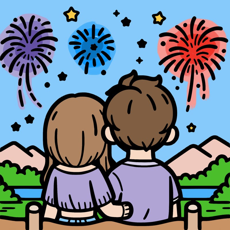 couple watching fireworks