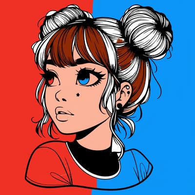 realistic girl with spacebuns