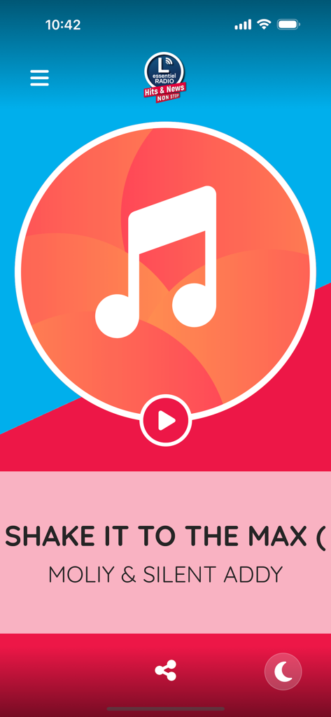 L'essentiel Radio - The L’essentiel Radio app music player interface showing a song title and artist