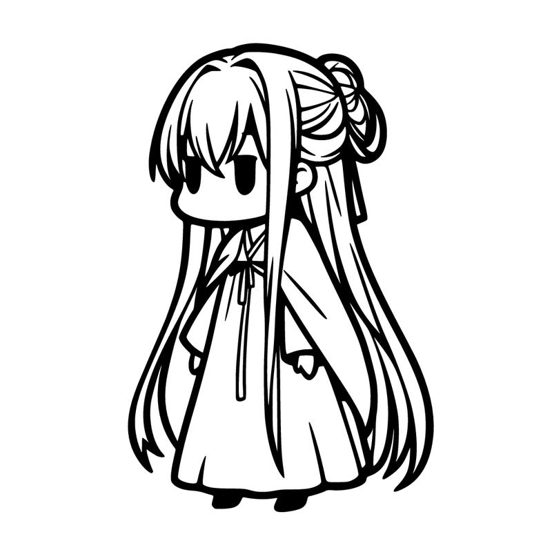 hot anime girl with cute long dress