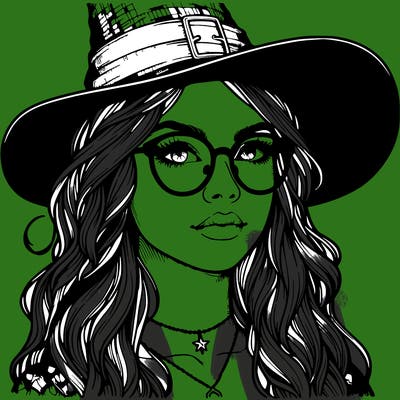 a witch with glasses realistic