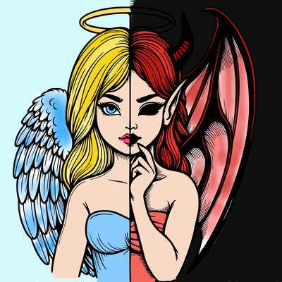 realistic angel half demon