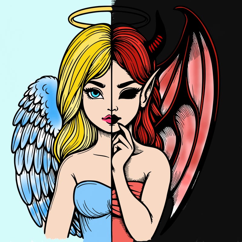 realistic angel half demon