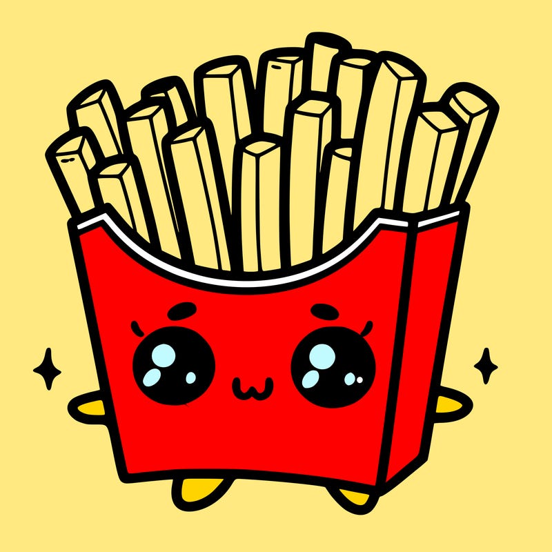 a cute. french fries