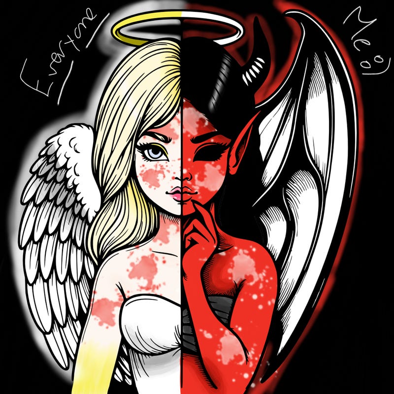 realistic angel half demon