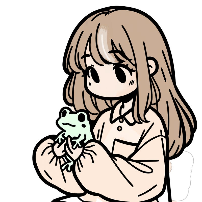 girl with long hair and a oversized shirt. and she is holding a frog