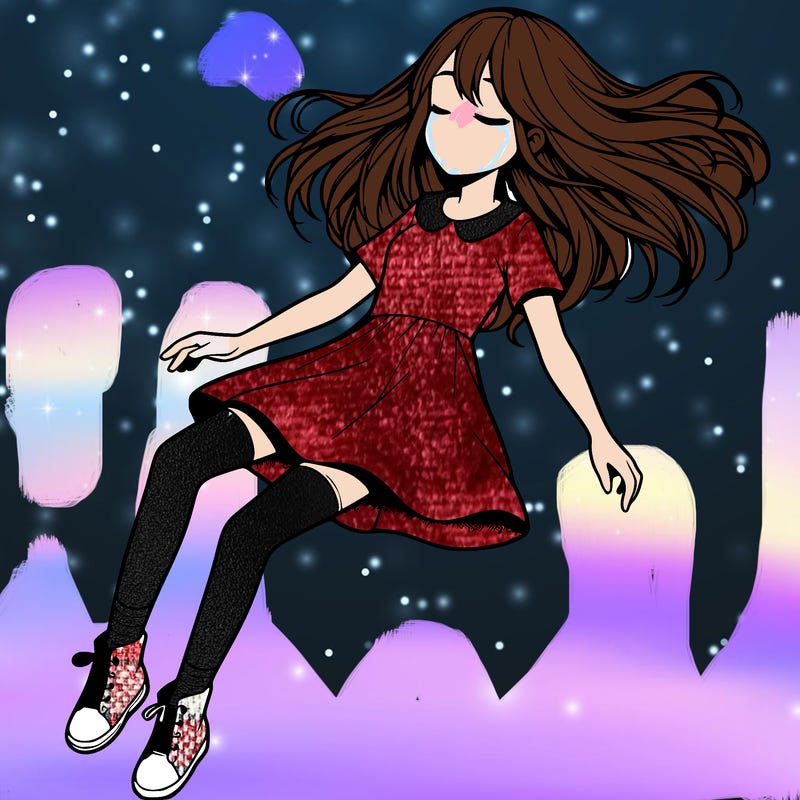 realistic girl floating