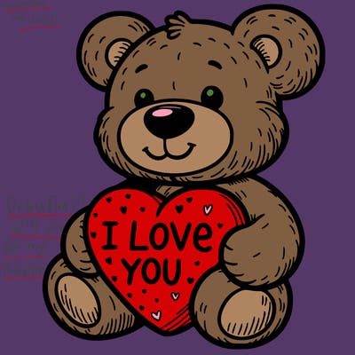 teddy bear holding an i love you heart