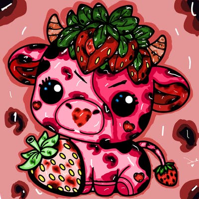 cute strawberry cow