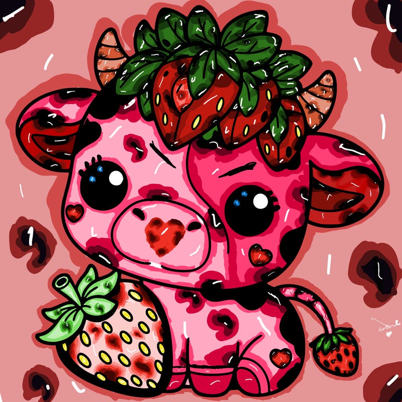 cute strawberry cow