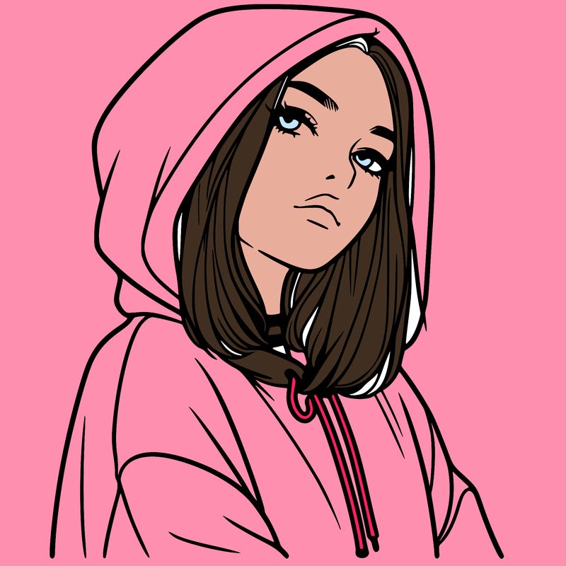 a realistic girl in a hoodie