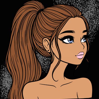 a beautiful and realistic girl with a high pony tail