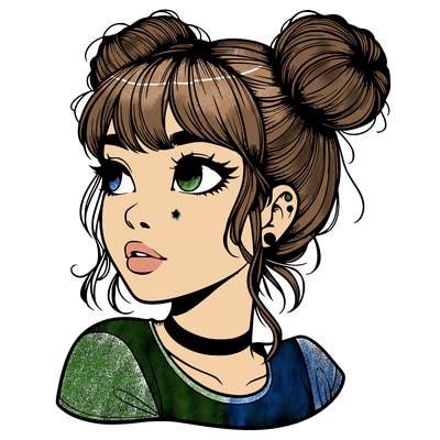 realistic girl with spacebuns