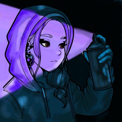 a realistic girl, spray painting