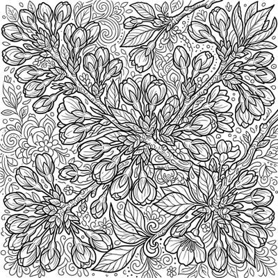 Unleash your artistic flair with this stunning coloring page featuring delicate cherry blossom buds. Designed especially for teens, its intricate details offer hours of relaxing and creative fun.