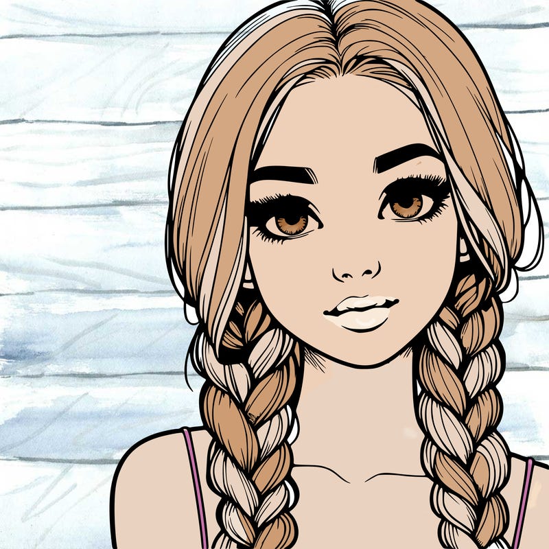 realistic girl with braids