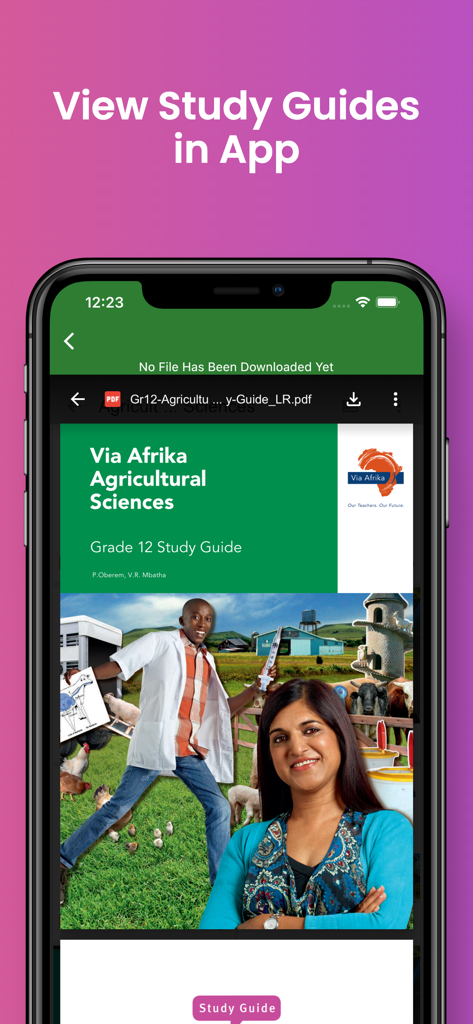 IEB Matric Exam Papers - Smartphone displaying a Grade 12 Agricultural Sciences study guide PDF within the IEB Matric Exam Papers app.