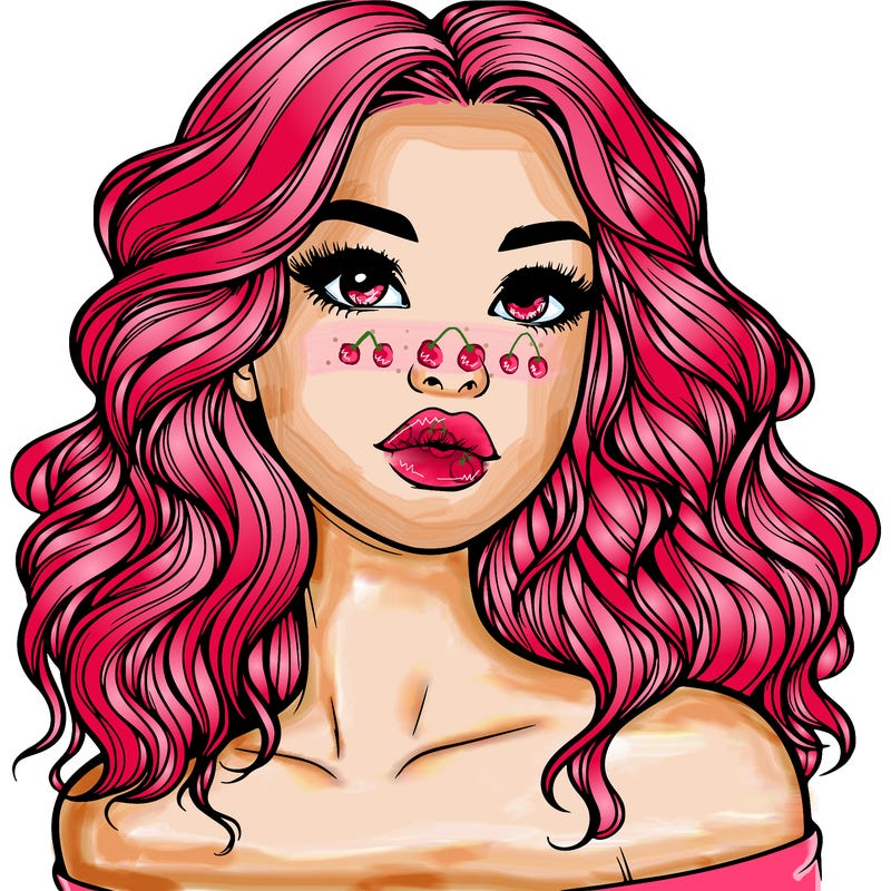 realistic girl with wavy hair and lips