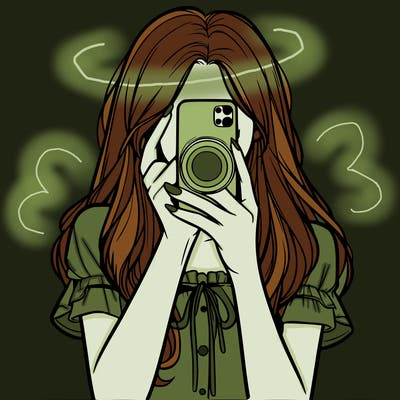 a realistic girl holding her phone taking pictures