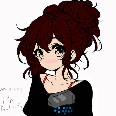 a beautiful anime girl with a messy bun