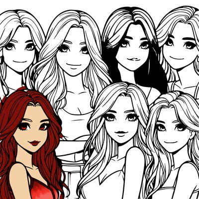 a group of realistic girls