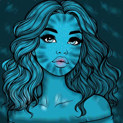 realistic girl with wavy hair and lips