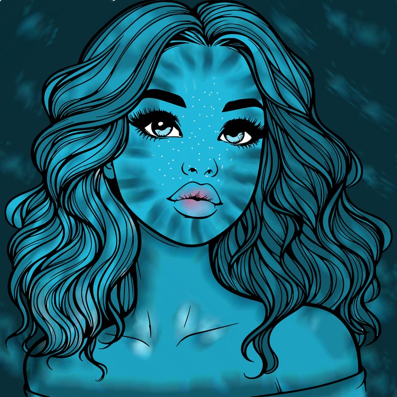 realistic girl with wavy hair and lips