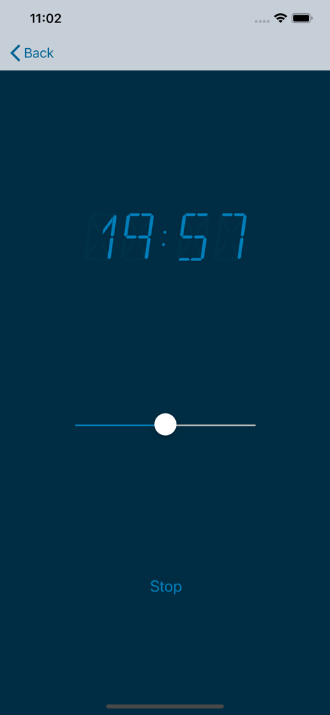 Interface de minuterie de sommeil numérique pour l'application Radio FM et AM avec compte à rebours et curseur de réglage