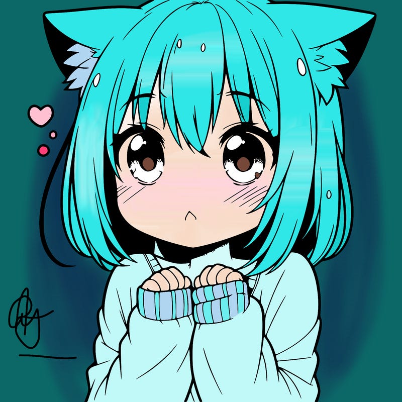 shy anime catgirl