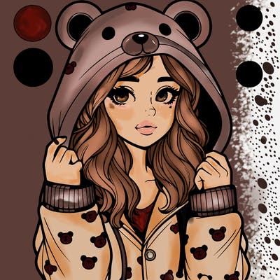 realistic girl in a animal pjs hoodie