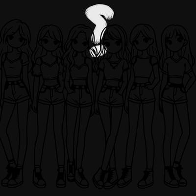 a group of girls wearing crop tops and shorts