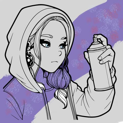 a realistic girl, spray painting