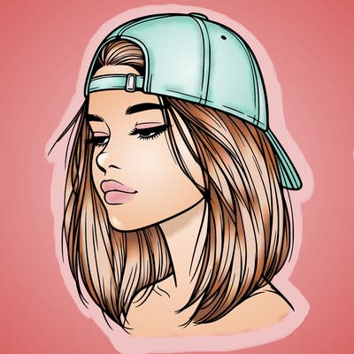 realistic  girl with a backwards hat