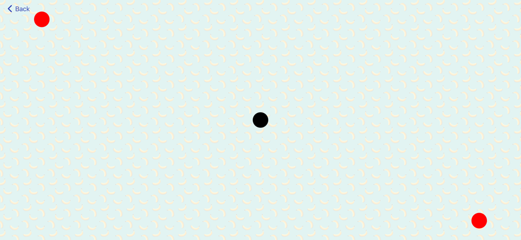 Brain Tool Kit - Eye movement therapy screen with central black dot and peripheral red target dots on a patterned background