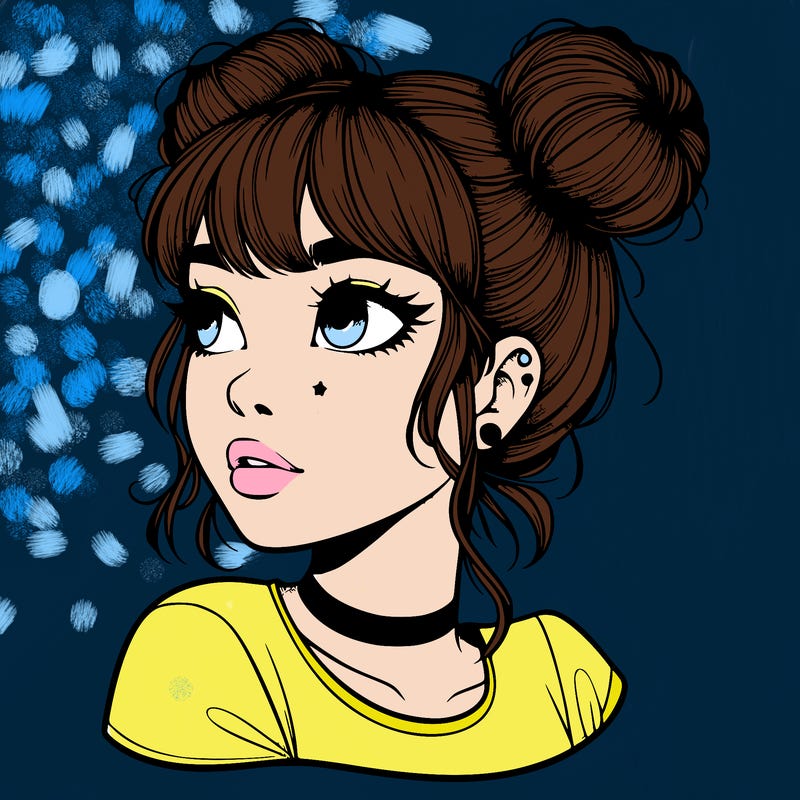 realistic girl with spacebuns