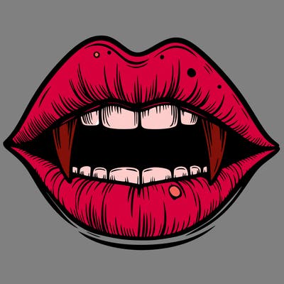 lips with vampire teeth