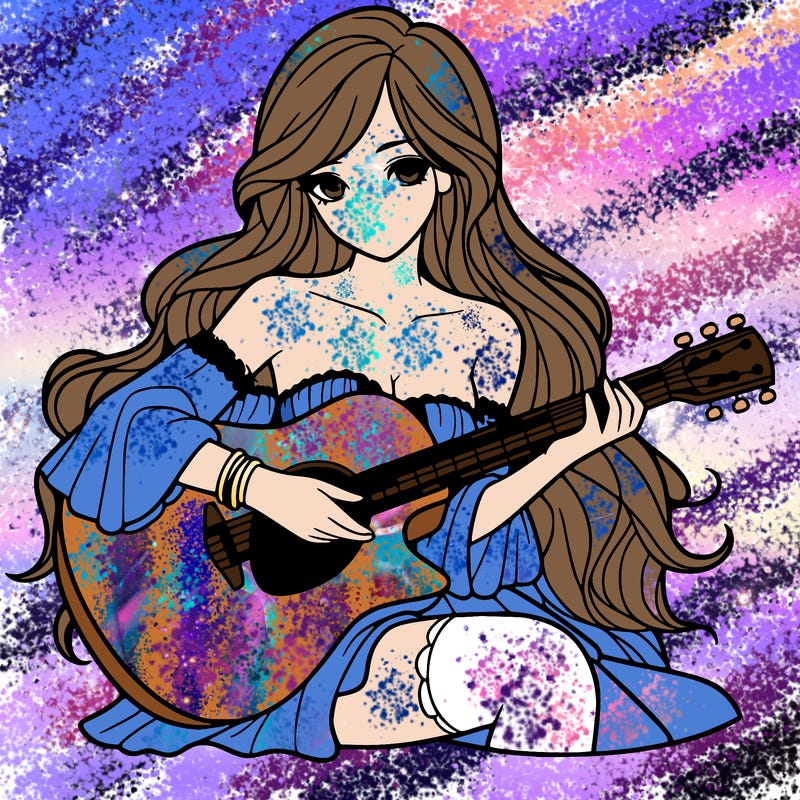 beautiful girl playing the guitar