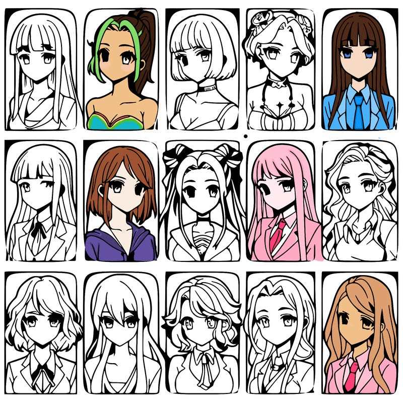 girls that look diffrent anime