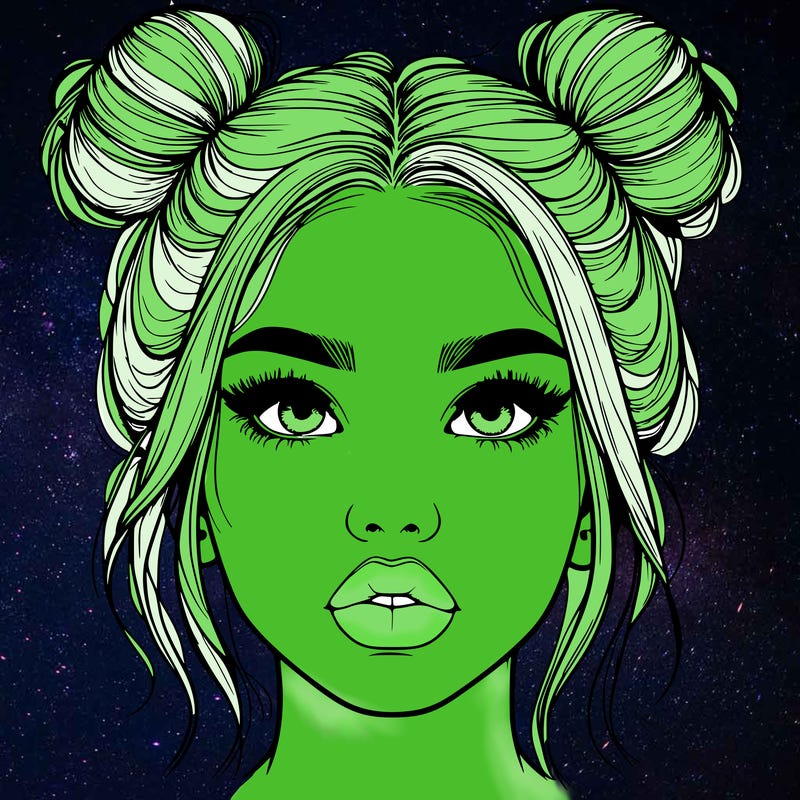 realistic girl with two buns on her hair and lips