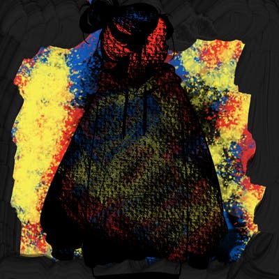 realistic girl with a oversized sweatshirt on and a bun