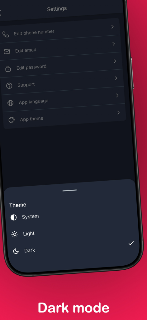SOut - Interfaz de configuración de la aplicación SOut mostrando la selección del tema en modo oscuro