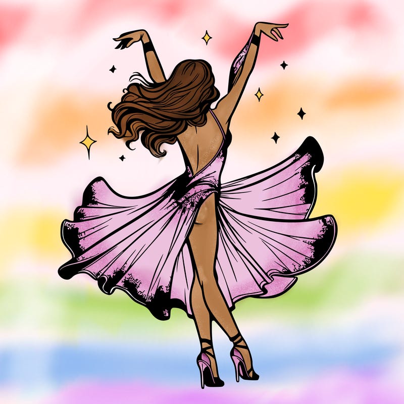 dancer dancing with a shimmery costume on realistic