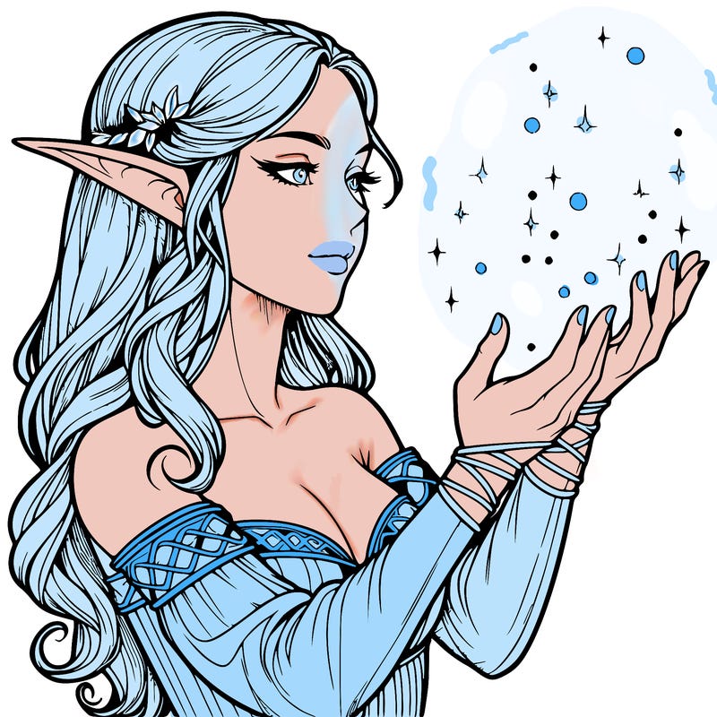 realistic elf girl doing magic