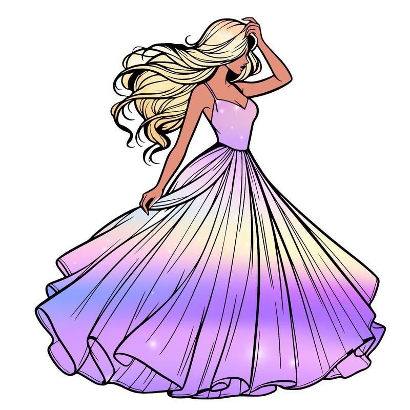 realistic woman with dress flowing in the wind